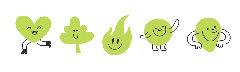 Poster - Vector logo design template and graphic elements for advertising, branding, posters and banners, funny cartoon illustrations with smiling character and mascots, abstract stickers and line icons.