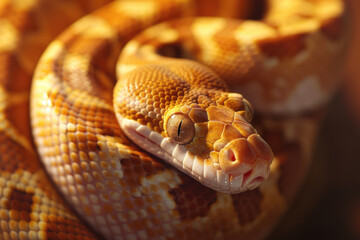 Wall Mural - A purebred snake poses for a portrait in a studio with a solid color background during a pet photoshoot.

