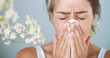 woman suffers from pollen allergy
