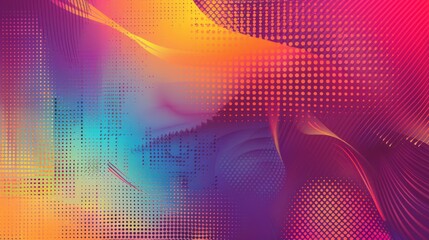 Aufkleber - Vibrant Halftone Abstract Background with Dynamic Waves