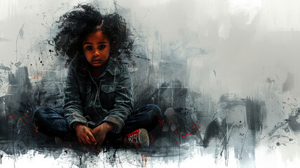 Wall Mural - A hopeful foster child dreams of family amidst uncertainty.generative ai