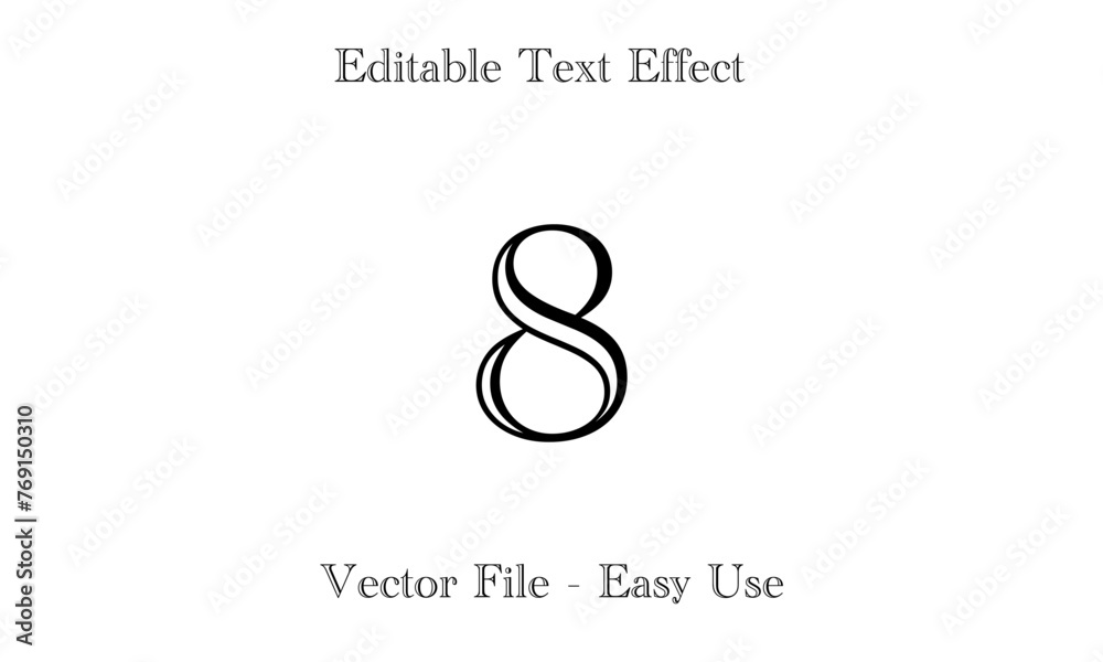 Editable Number 1-20. Editable Text Effect Vector File Stock Vector ...