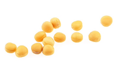 Wall Mural - Organic yellow mustard seeds isolated on a white background, macro. Grains of mustard.