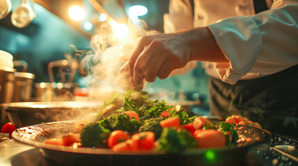 chef preparing food in restaurant