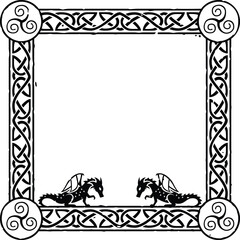 Wall Mural - Square Celtic Border Frame - Triskele, Dragon