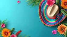Glorious Cinco De Mayo Holiday Background Made From Maracas Mexican Blanket Stripes Or Poncho Serape