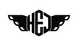 HEJ polygon wings logo design vector template.