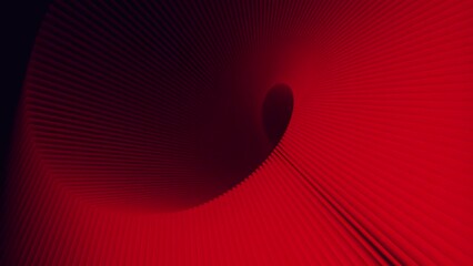 Fototapete - Spiral geometric composition with red-black gradient. 3d render loop animation