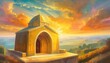 colorful painting art of the tomb of jesus