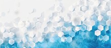 Abstract Geometric Honeycomb Texture In White And Blue Polygon Background Concept.