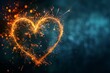 Sparkling heart-shaped firework on a dark background