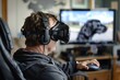 Man using VR goggles for immersive gaming