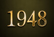 Old gold effect of 1948 number with 3D glossy style Mockup.	