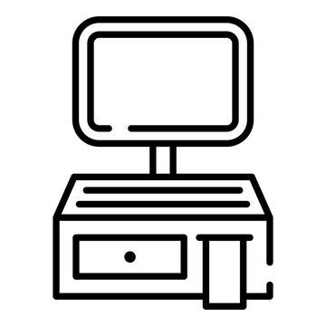 Cash register black line icon