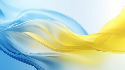 Wall Mural - Waves of blue and yellow colors on a white background.