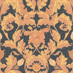 Wall Mural - Floral vintage seamless pattern for retro wallpapers, textiles, designs. Enchanted Vintage Flowers. Arts and Crafts movement inspired.