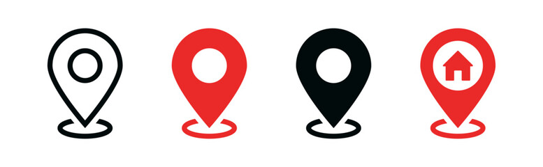 Wall Mural - Location icon set, Map pin place marker. location pointer icon symbol in flat style. Location pin icon, Navigation sign