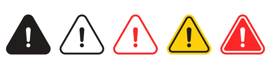Poster - Caution signs, attention vector icon. danger and warning signs - exclamation mark, attention symbols - yellow, red and black colors