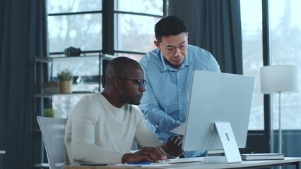Aufkleber - Two Men Looking at Computer Screen