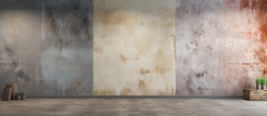 Wall Mural - A room with a concrete floor and wall, devoid of any fixtures or furniture. The building material used is concrete, a stark contrast to wood or composite flooring