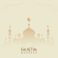 Wall Mural - premium 3d vector design social media template greeting Eid al-Fitr, gold and white colors