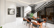 3d rendering dining set in modern luxury dining room