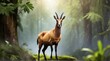 A Chamois in jungle forest background from Generative AI