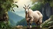 A Mountain goat in jungle forest background from Generative AI