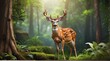 A White tailed deer in jungle forest background from Generative AI
