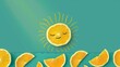 3D rendering of a fresh lemon slice against a turquoise blue background, creatively representing the sun in a vibrant summer setting - Concept of summer freshness and creative illustration

