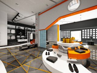 Poster - 3d render of cloth dress shop interior