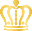 Royal gold king crowns icon silhouette, heraldic crown elements. Vintage royalty symbol, golden queen diadem, princess tiara vector icon set