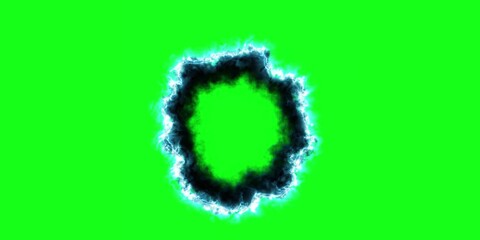 enchanting portal of swirling clouds and mystical smoke on green screen, gateway opening to another 