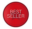 © Nicolas - Icono rojo en ingles 'Best Seller'. Vector e ilustración para tiendas, comercios y sitio web.