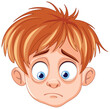 Vector illustration of a boy with a concerned expression.