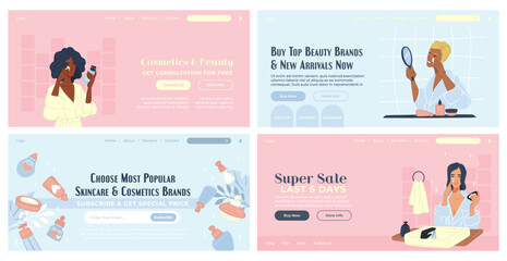 Wall Mural - Landing page collection for cosmetic store ad