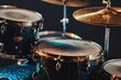 © EarthWalker - Drum set on black background. Musical drum kit in studio. AI Generated