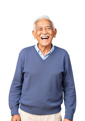 Poster - ortrait of handsome elderly indian asian man happy smiling laughing hysterical looking at camera wearing casual outfit upper body with clean white teeth from Generative AI