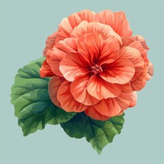 Wall Mural - Flat Design, Beautiful Begonia Flower Illustration, Vector Style.