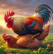 © batya - Rooster impregnates yellow hen