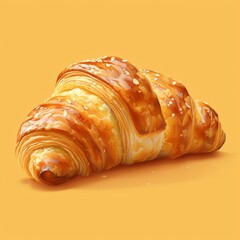 Wall Mural - Flat Design, Delicious Croissant Food Illustration, Vector Style.