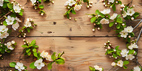  Wooden spring background with copy space.