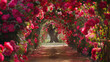 Mesmerizing tunnel created with vibrant roses