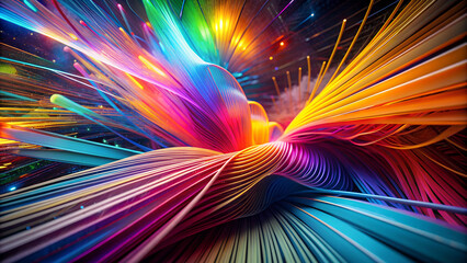 Leinwandbilder - Abstract background with colorful lines. All neon glow