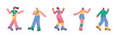 People riding roller skates. flat design style vector illustration.