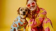 © R Studio - Vibrant Duo Person and Dog Wearing Matching Outfits Showcasing Playful Bond and Friendship