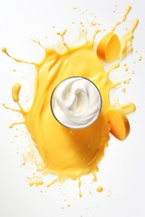 Wall Mural - A splash of orange juice with a white foam on top