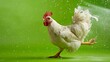 Internationaler Tag des Ei Hühnerei Welt Eier Tag lustiger Hahn freigestellt isoliert vor grünem Hintergrund mit Luftballon Generative AI