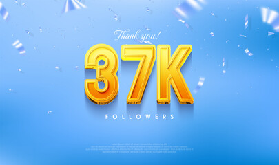 Thank you for 37k loyal followers, greeting design for social media posts.