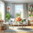 interior design  house, design, decoration, decor, chairs, dining, living, flowers, architecture, wall, flower,Ai generated 
